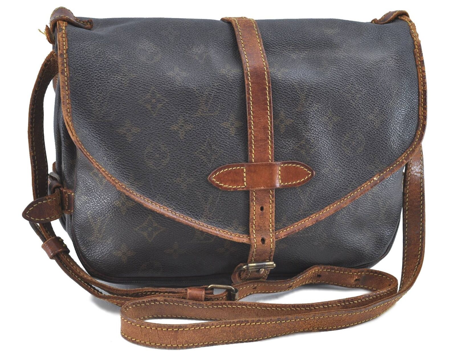 Auth Louis Vuitton Monogram Saumur 30 Shoulder Cross Body Bag M42256 LV H5999