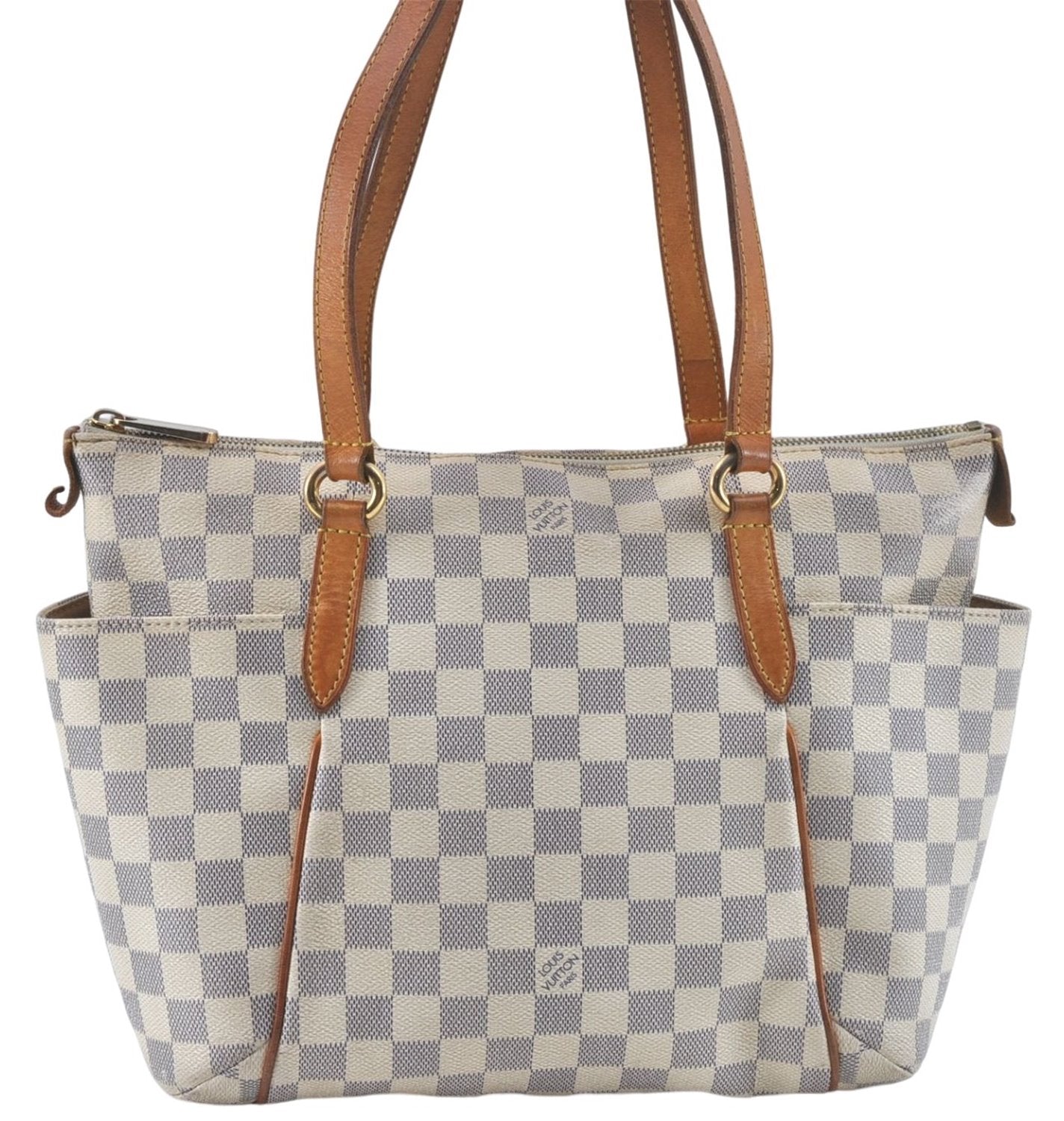 Authentic Louis Vuitton Damier Azur Totally PM Tote Bag White N41280 LV H6003