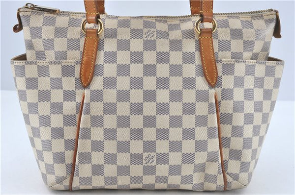 Authentic Louis Vuitton Damier Azur Totally PM Tote Bag White N41280 LV H6003