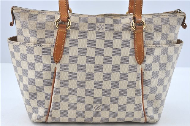 Authentic Louis Vuitton Damier Azur Totally PM Tote Bag White N41280 LV H6003