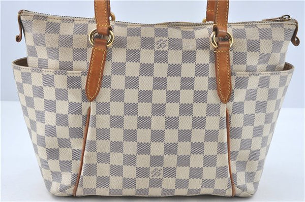 Authentic Louis Vuitton Damier Azur Totally PM Tote Bag White N41280 LV H6003