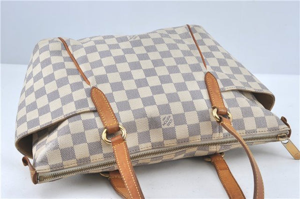 Authentic Louis Vuitton Damier Azur Totally PM Tote Bag White N41280 LV H6003