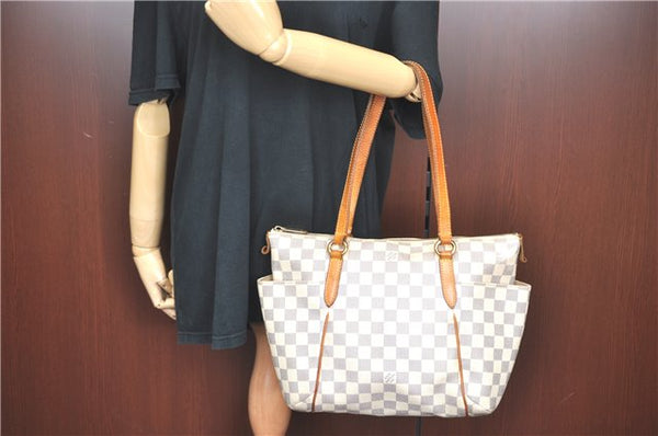 Authentic Louis Vuitton Damier Azur Totally PM Tote Bag White N41280 LV H6003