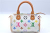 Auth Louis Vuitton Monogram Multicolor Mini Speedy Hand Bag M92645 White H6084