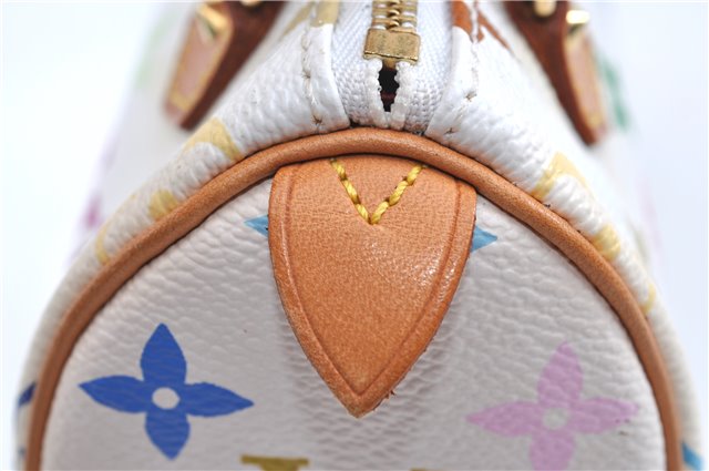 Auth Louis Vuitton Monogram Multicolor Mini Speedy Hand Bag M92645 White H6084