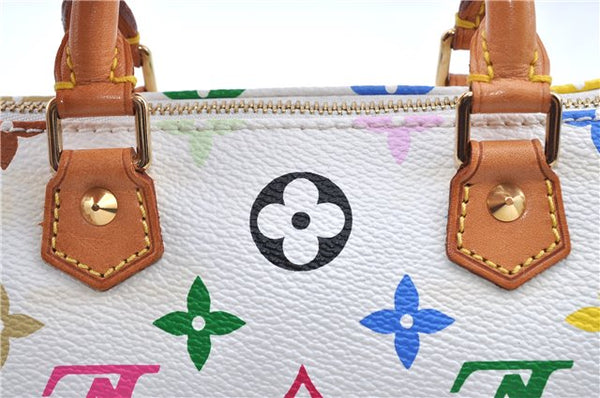 Auth Louis Vuitton Monogram Multicolor Mini Speedy Hand Bag M92645 White H6084