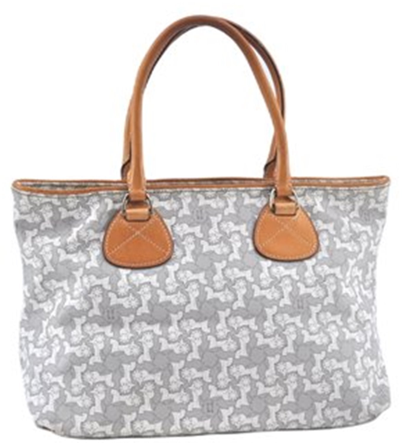 Authentic CELINE Sulky Pattern Tote Hand Bag PVC Leather Gray White H6121