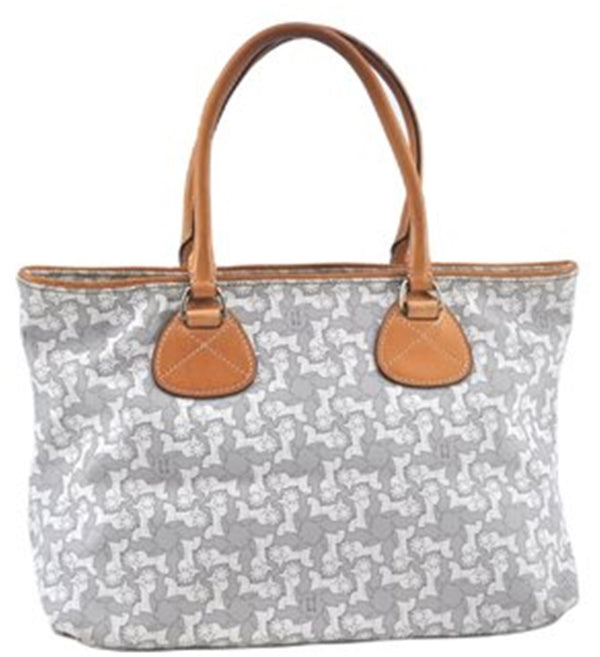 Authentic CELINE Sulky Pattern Tote Hand Bag PVC Leather Gray White H6121