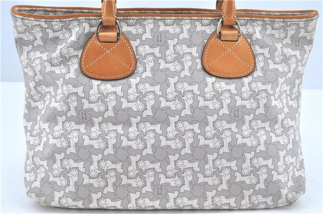 Authentic CELINE Sulky Pattern Tote Hand Bag PVC Leather Gray White H6121