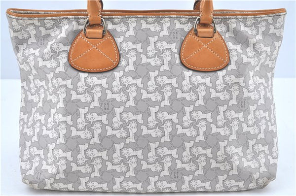 Authentic CELINE Sulky Pattern Tote Hand Bag PVC Leather Gray White H6121