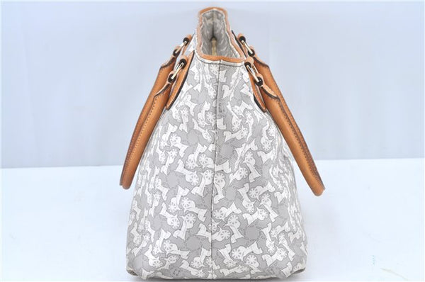 Authentic CELINE Sulky Pattern Tote Hand Bag PVC Leather Gray White H6121