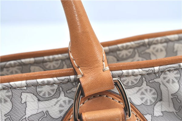 Authentic CELINE Sulky Pattern Tote Hand Bag PVC Leather Gray White H6121