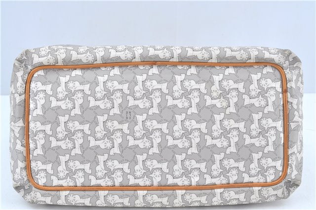Authentic CELINE Sulky Pattern Tote Hand Bag PVC Leather Gray White H6121