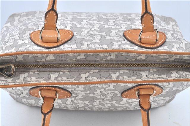 Authentic CELINE Sulky Pattern Tote Hand Bag PVC Leather Gray White H6121