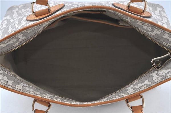 Authentic CELINE Sulky Pattern Tote Hand Bag PVC Leather Gray White H6121