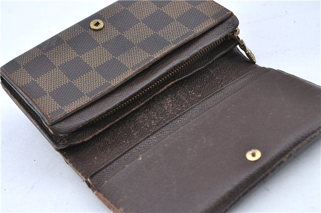 Auth Louis Vuitton Damier Porte Monnaie Billets Tresor Wallet N61730 LV H6221