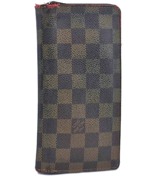 Authentic Louis Vuitton Damier Portefeuille Brazza Wallet N60017 LV H6293