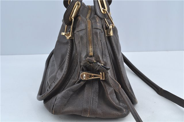 Authentic Chloe Ethel 2Way Shoulder Cross Body Hand Bag Leather Brown H6303