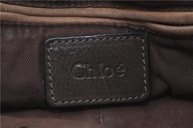 Authentic Chloe Ethel 2Way Shoulder Cross Body Hand Bag Leather Brown H6303