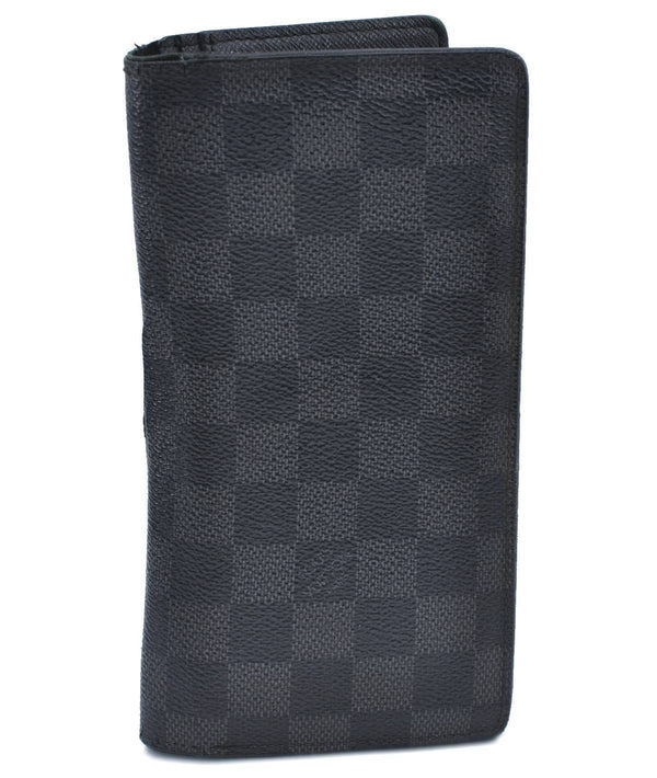 Auth Louis Vuitton Damier Graphite Portefeuille Brazza Wallet N62665 LV H6314