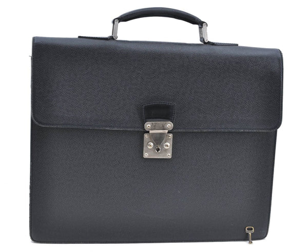 Auth Louis Vuitton Taiga Moskova Brief Case Business Bag Black M30032 LV H6329