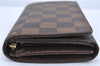 Auth Louis Vuitton Damier Porte Monnaie Billets Tresor Wallet N61730 LV H6361