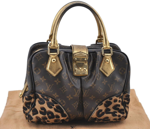 Authentic Louis Vuitton Monogram Leopard Adele Hand Boston Bag M95284 LV H6375