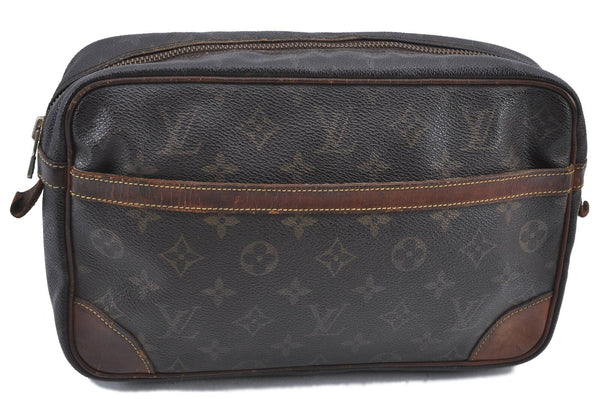 Authentic Louis Vuitton Monogram Compiegne 28 Clutch Hand Bag M51845 LV H6378