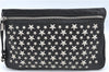 Authentic JIMMY CHOO Star Studs Leather Clutch Hand Bag Purse Black H6426