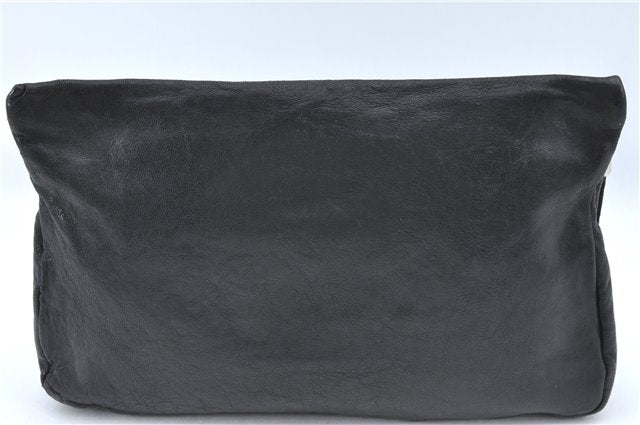 Authentic JIMMY CHOO Star Studs Leather Clutch Hand Bag Purse Black H6426