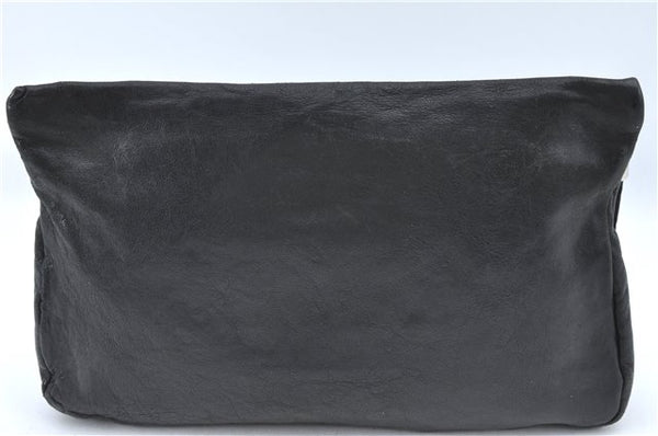 Authentic JIMMY CHOO Star Studs Leather Clutch Hand Bag Purse Black H6426