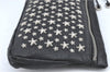 Authentic JIMMY CHOO Star Studs Leather Clutch Hand Bag Purse Black H6426