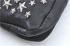 Authentic JIMMY CHOO Star Studs Leather Clutch Hand Bag Purse Black H6426