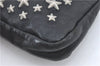 Authentic JIMMY CHOO Star Studs Leather Clutch Hand Bag Purse Black H6426
