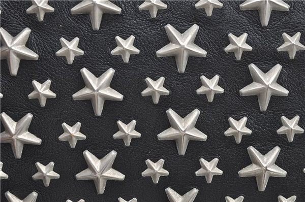 Authentic JIMMY CHOO Star Studs Leather Clutch Hand Bag Purse Black H6426