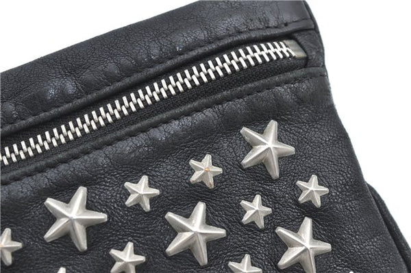 Authentic JIMMY CHOO Star Studs Leather Clutch Hand Bag Purse Black H6426