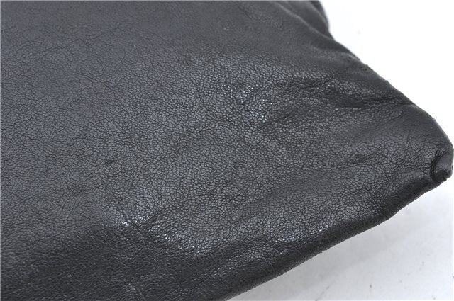 Authentic JIMMY CHOO Star Studs Leather Clutch Hand Bag Purse Black H6426