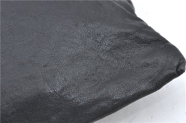 Authentic JIMMY CHOO Star Studs Leather Clutch Hand Bag Purse Black H6426