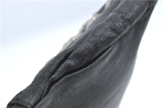 Authentic JIMMY CHOO Star Studs Leather Clutch Hand Bag Purse Black H6426