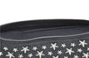 Authentic JIMMY CHOO Star Studs Leather Clutch Hand Bag Purse Black H6426