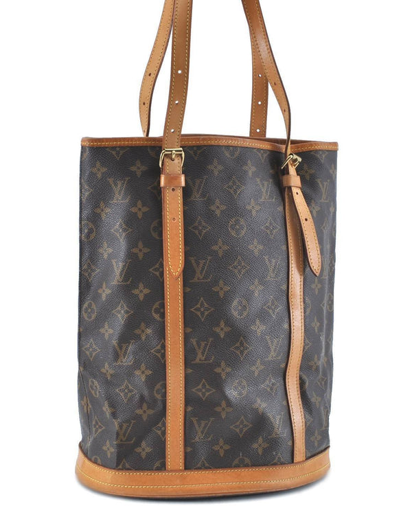 Authentic Louis Vuitton Monogram Bucket GM Shoulder Bag M42236 LV Junk H6458