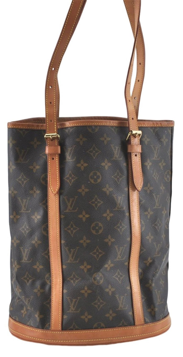 Authentic Louis Vuitton Monogram Bucket GM Shoulder Bag M42236 LV Junk H6459