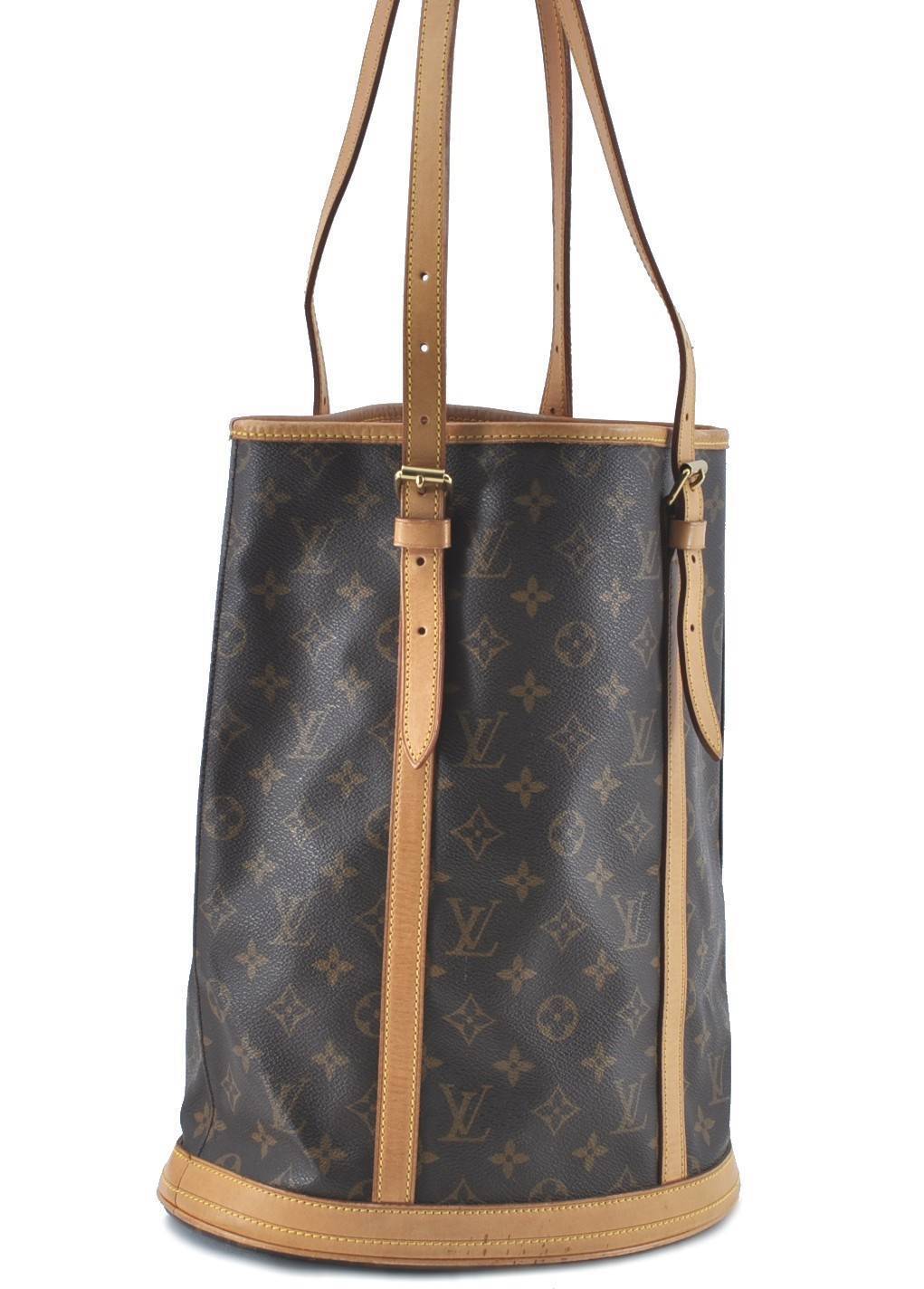 Authentic Louis Vuitton Monogram Bucket GM Shoulder Bag M42236 LV Junk H6494