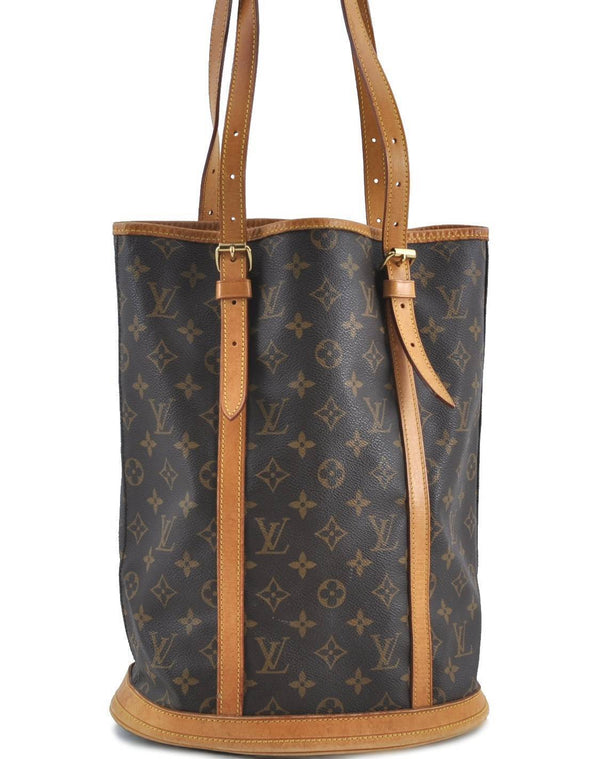 Authentic Louis Vuitton Monogram Bucket GM Shoulder Bag M42236 LV Junk H6495