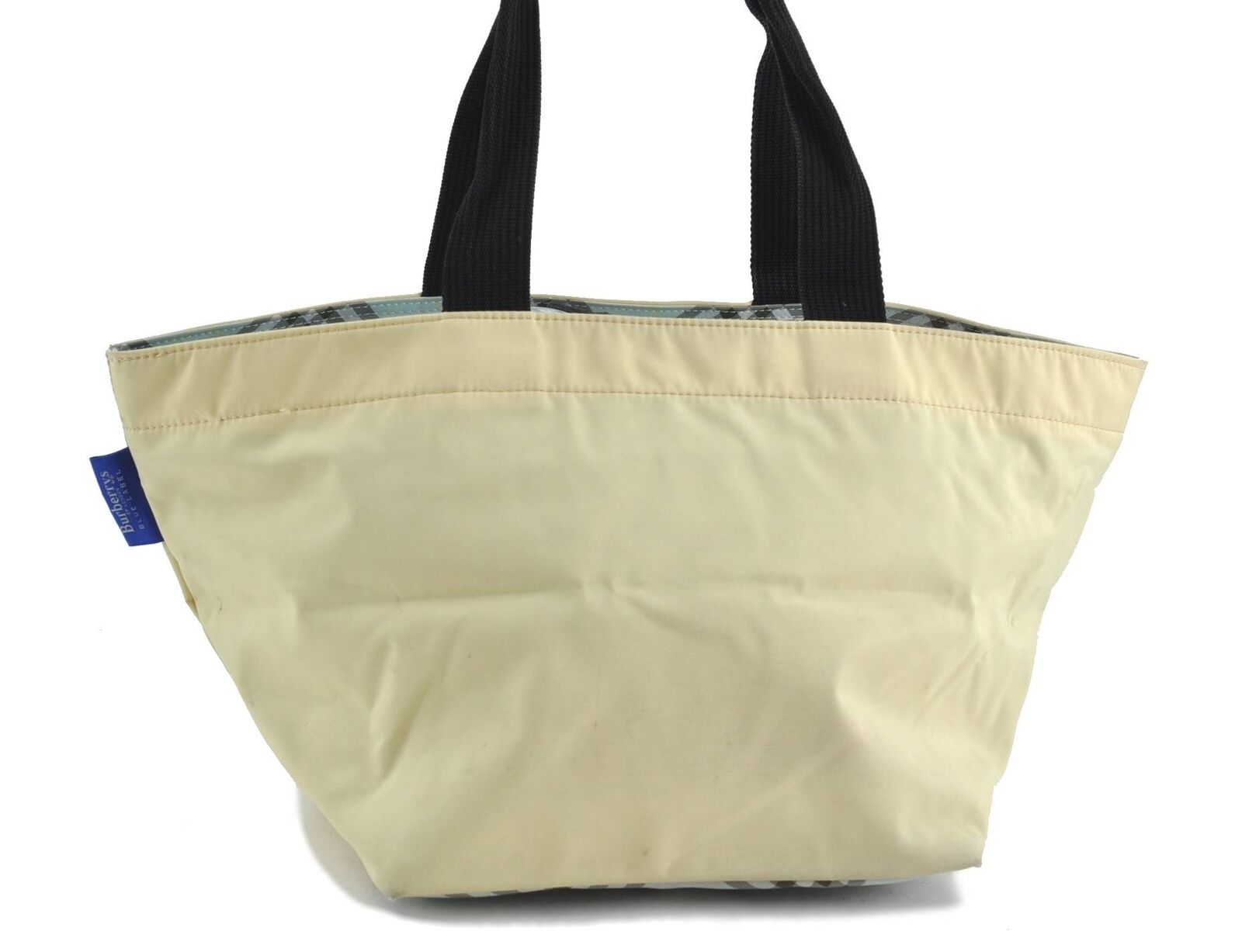 Authentic Burberrys BLUE LABEL Shoulder Tote Bag Nylon Light Yellow H6571