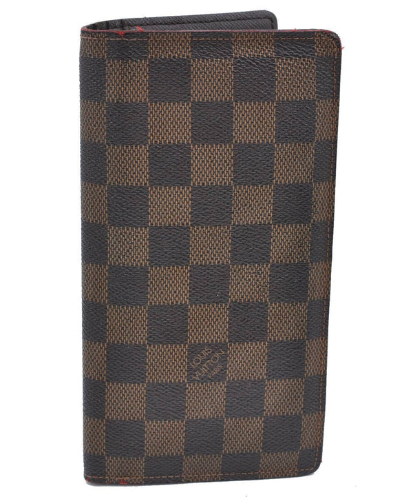 Authentic Louis Vuitton Damier Portefeuille Brazza Wallet N60017 LV H6576