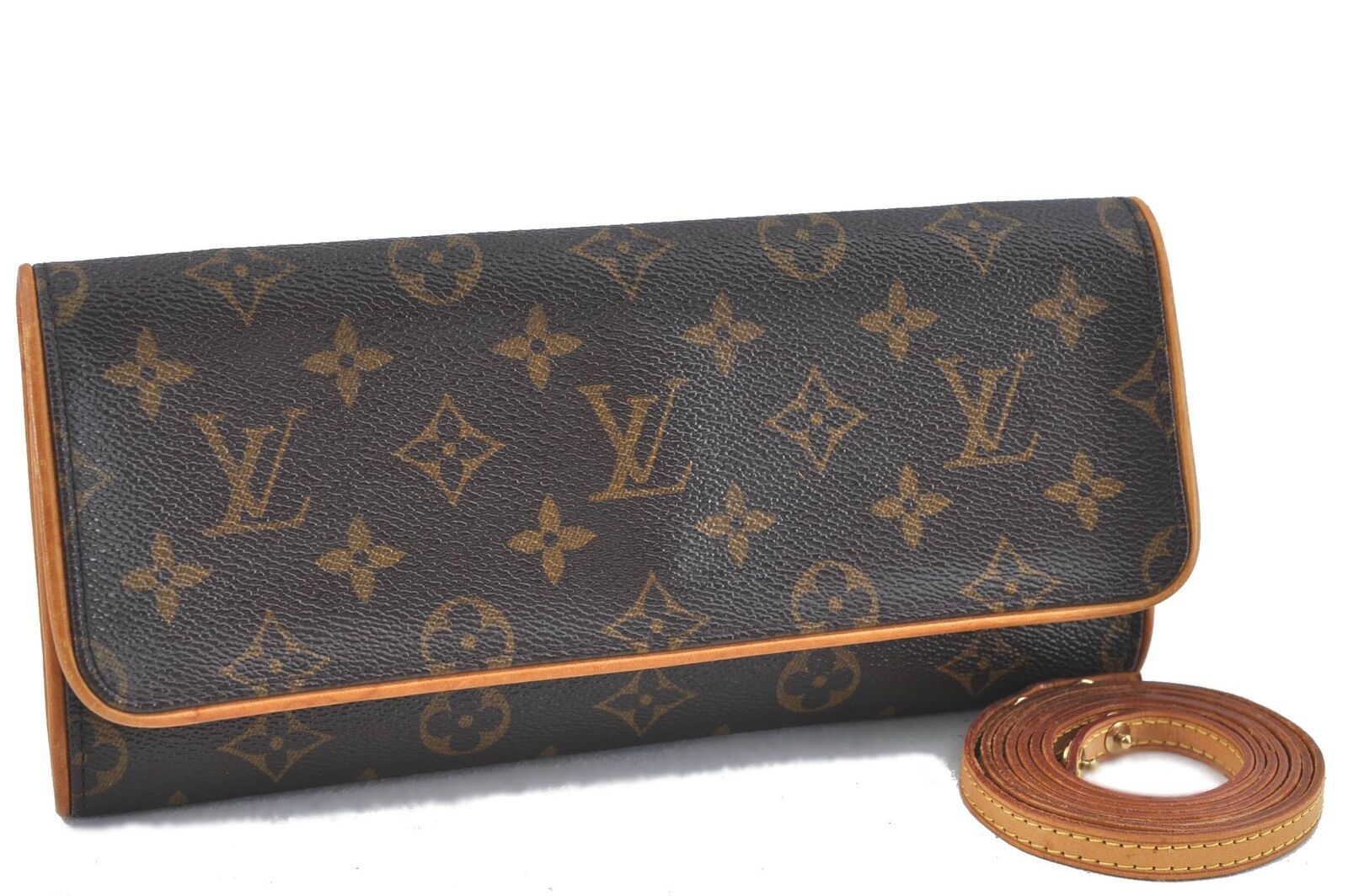 Authentic Louis Vuitton Monogram Pochette Twin GM Shoulder Pouch M51852 LV H6582