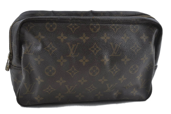 Auth Louis Vuitton Monogram Trousse Toilette 28 Clutch Hand Bag M47522 LV H6585