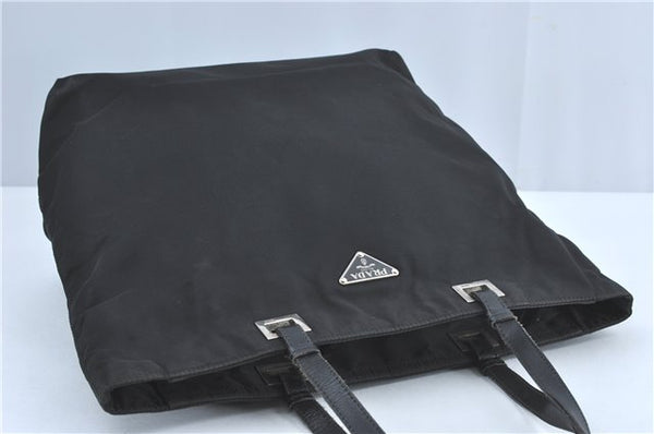 Authentic PRADA Nylon Leather Shoulder Hand Tote Bag Black H6613