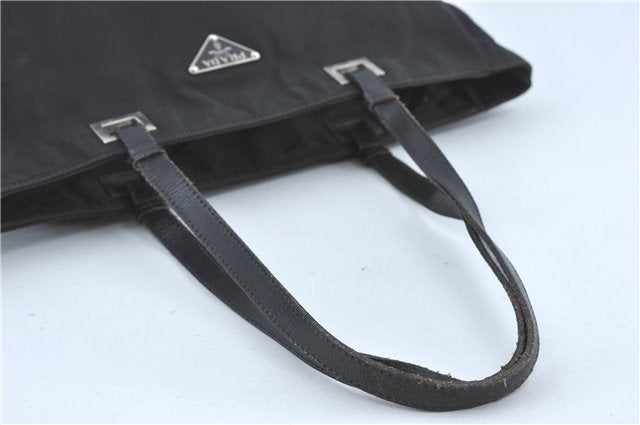 Authentic PRADA Nylon Leather Shoulder Hand Tote Bag Black H6613